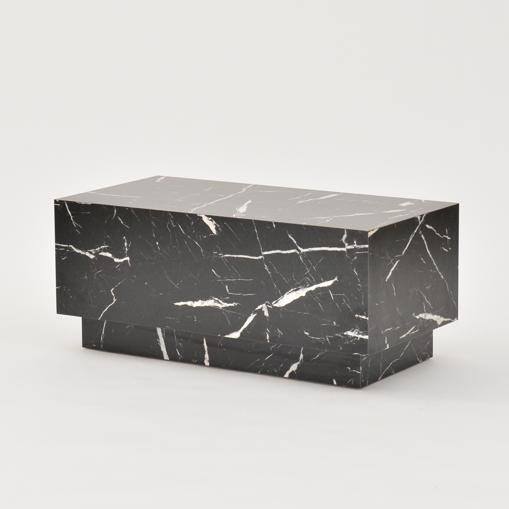 plinth table faux black marble