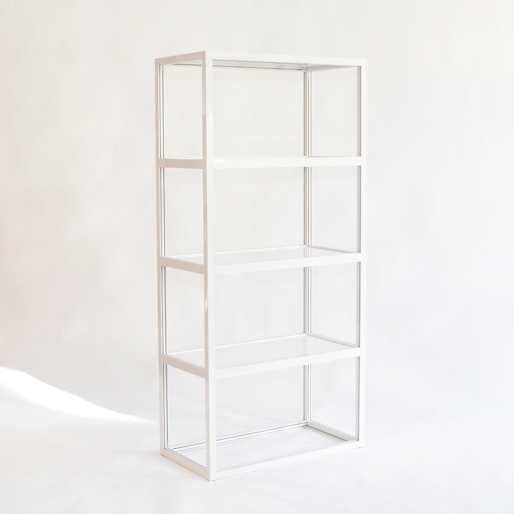 white metal shelf