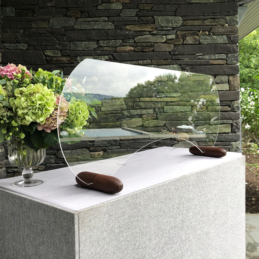 clear bell shield - ovale feet walnut