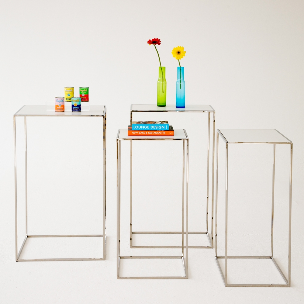edge pedestals chrome w/ white