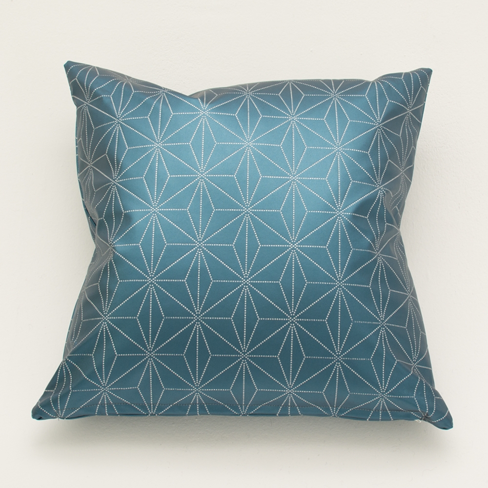 etched blue pillow