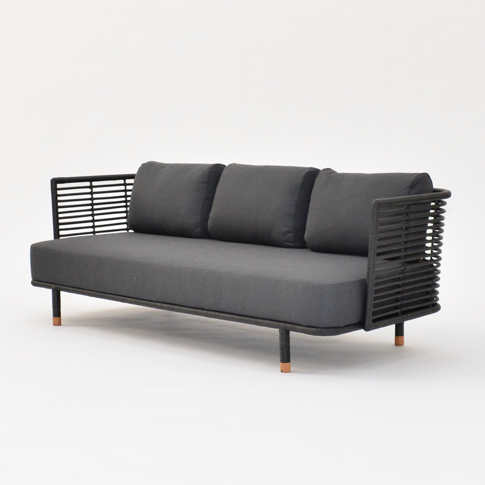 cane sofa black