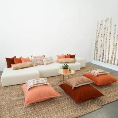 Additional image for burnt orange velvet floor cushion