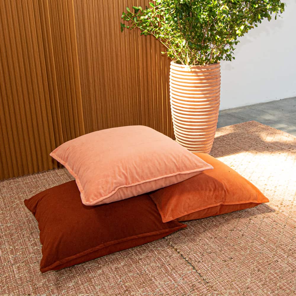 Additional image for burnt orange velvet floor cushion